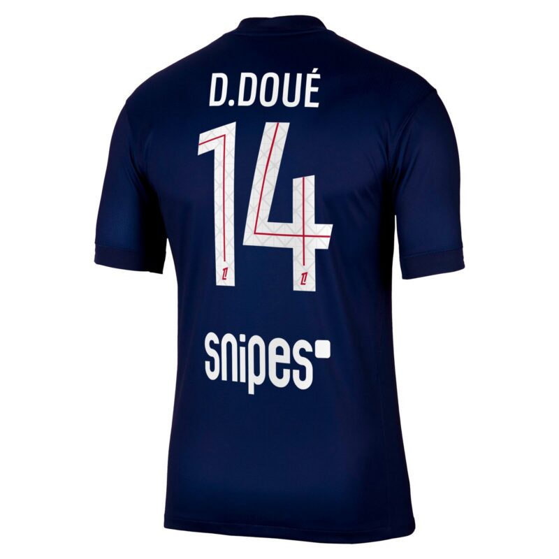 PSG Nike Home Stadium Shirt 2025-26 with D. Doué 14 printing