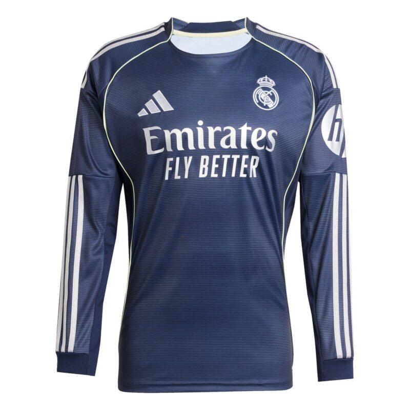 A2B image: real-madrid-adidas-away-shirt-2025-26-long-sleeve-with-bellingham-5-printing Real Madrid adidas Away Shirt 2025-26 - Long Sleeve with Bellingham 5 printing