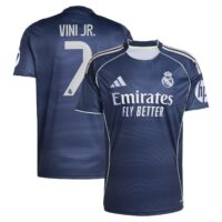 A2B image: real-madrid-adidas-away-shirt-2025-26-with-vini-jr-7-printing Real Madrid adidas Away Shirt 2025-26 with Vini Jr. 7 printing