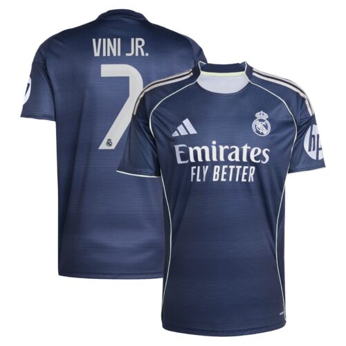 A2B image: real-madrid-adidas-away-shirt-2025-26-with-vini-jr-7-printing Real Madrid adidas Away Shirt 2025-26 with Vini Jr. 7 printing