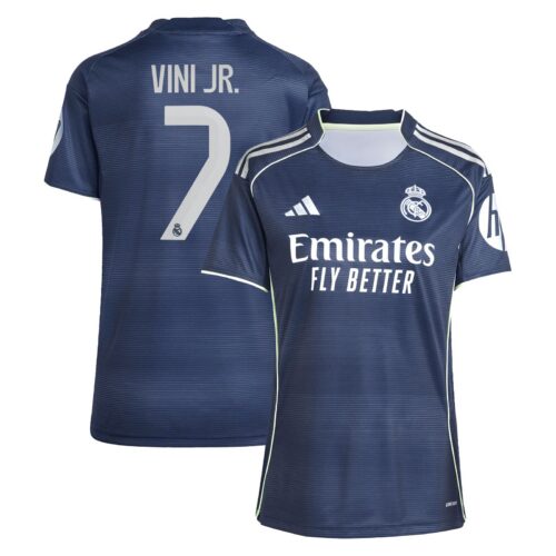 A2B image: real-madrid-adidas-away-shirt-2025-26-womens-with-vini-jr-7-printing Real Madrid adidas Away Shirt 2025-26 - Womens with Vini Jr. 7 printing