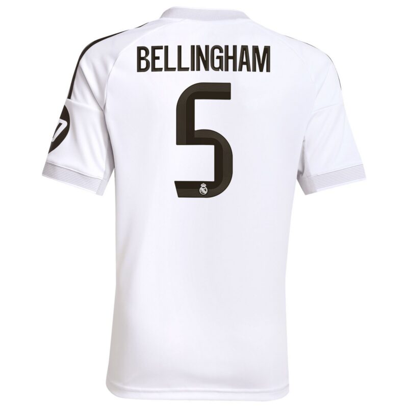 A2B image: real-madrid-adidas-home-shirt-2025-26-kids-with-bellingham-5-printing Real Madrid adidas Home Shirt 2025-26 - Kids with Bellingham 5 printing