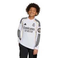 A2B image: real-madrid-adidas-home-shirt-2025-26-long-sleeve-kids Real Madrid adidas Home Shirt 2025-26 - Long Sleeve - Kids