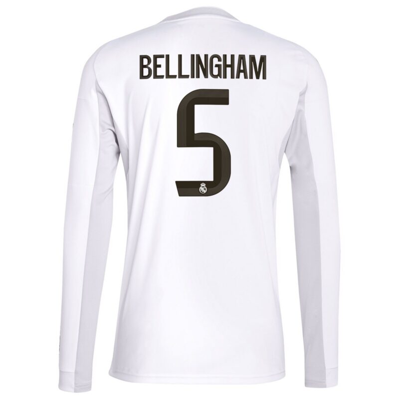 A2B image: real-madrid-adidas-home-shirt-2025-26-long-sleeve-with-bellingham-5-printing Real Madrid adidas Home Shirt 2025-26 - Long Sleeve with Bellingham 5 printing