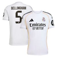 A2B image: real-madrid-adidas-home-shirt-2025-26-with-bellingham-5-printing Real Madrid adidas Home Shirt 2025-26 with Bellingham 5 printing