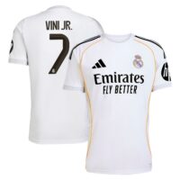 A2B image: real-madrid-adidas-home-shirt-2025-26-with-vini-jr-7-printing Real Madrid adidas Home Shirt 2025-26 with Vini Jr. 7 printing