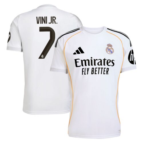 Real Madrid adidas Home Shirt 2025-26 with Vini Jr. 7 printing