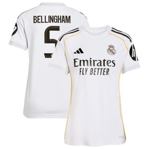 Real Madrid adidas Home Shirt 2025-26 - Womens with Bellingham 5 printing